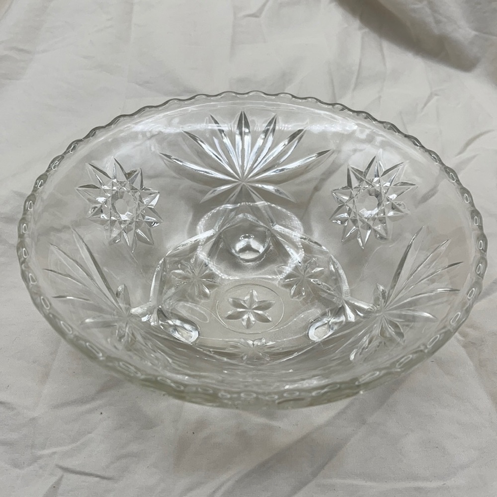 Beveled Decorative Cut Glass Round Candy Dish